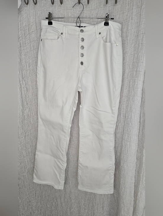 Lands' End Denim - Lands‎ End White Button-Front Straight Jeans